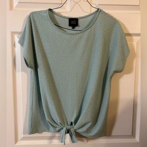 Turquoise/light blouse tie up in front